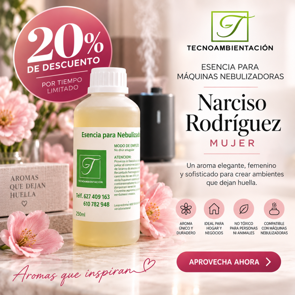 Esencia Narciso Rodríguez para máquinas nebulizadoras con 20% de descuento